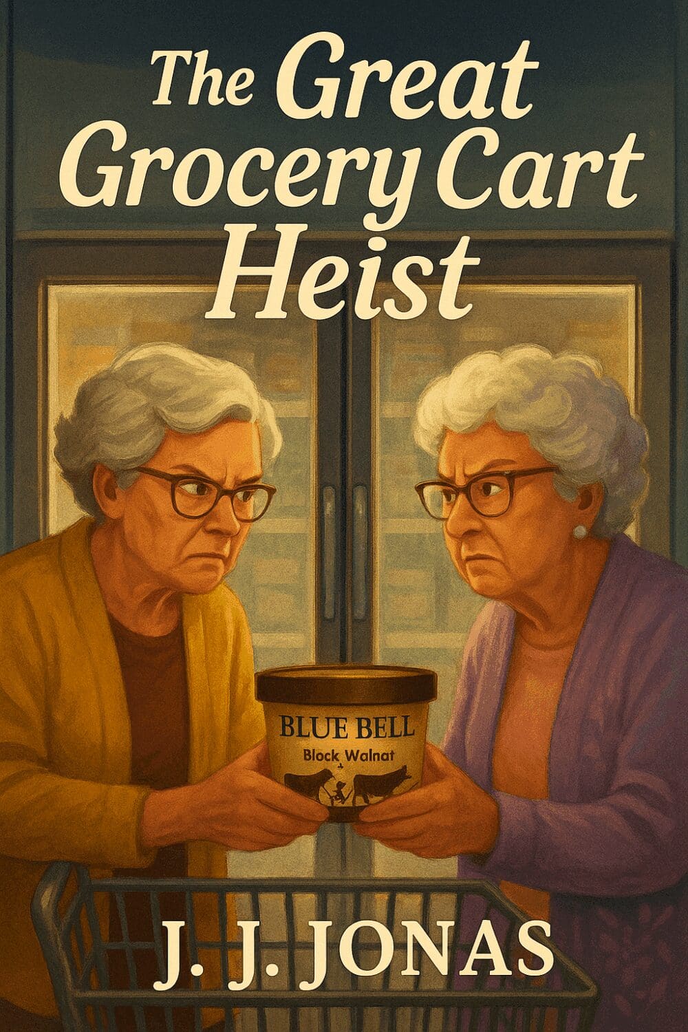 Two women holding Blue Bell ice cream.