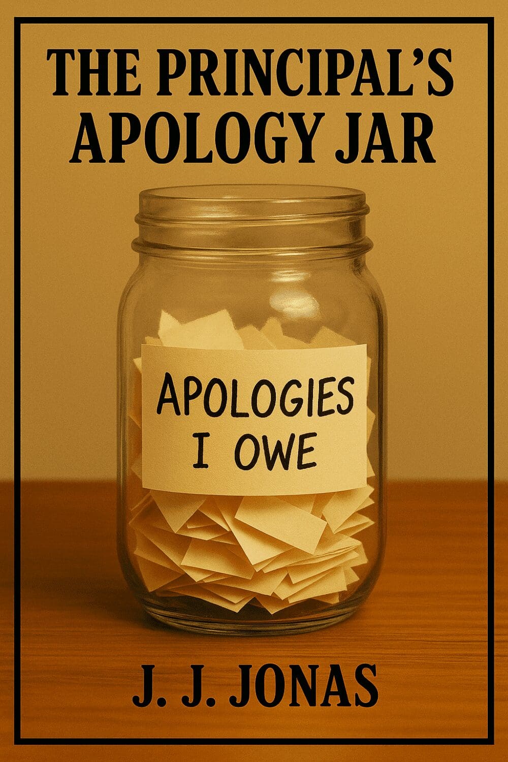 Jar labeled "Apologies I Owe" with notes.