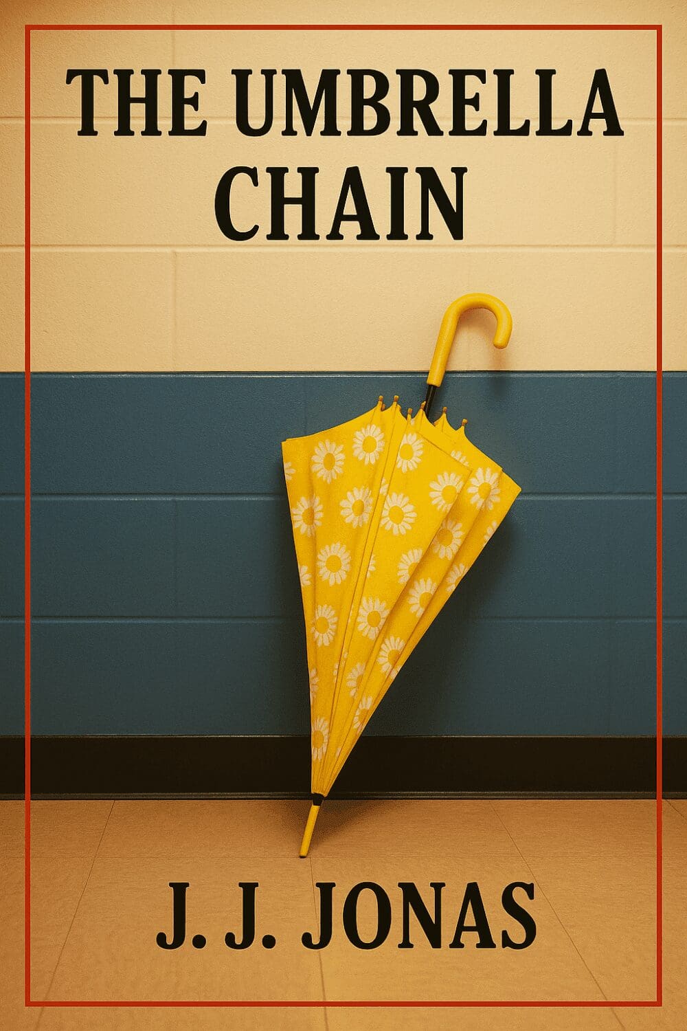 Yellow umbrella against wall, book cover.