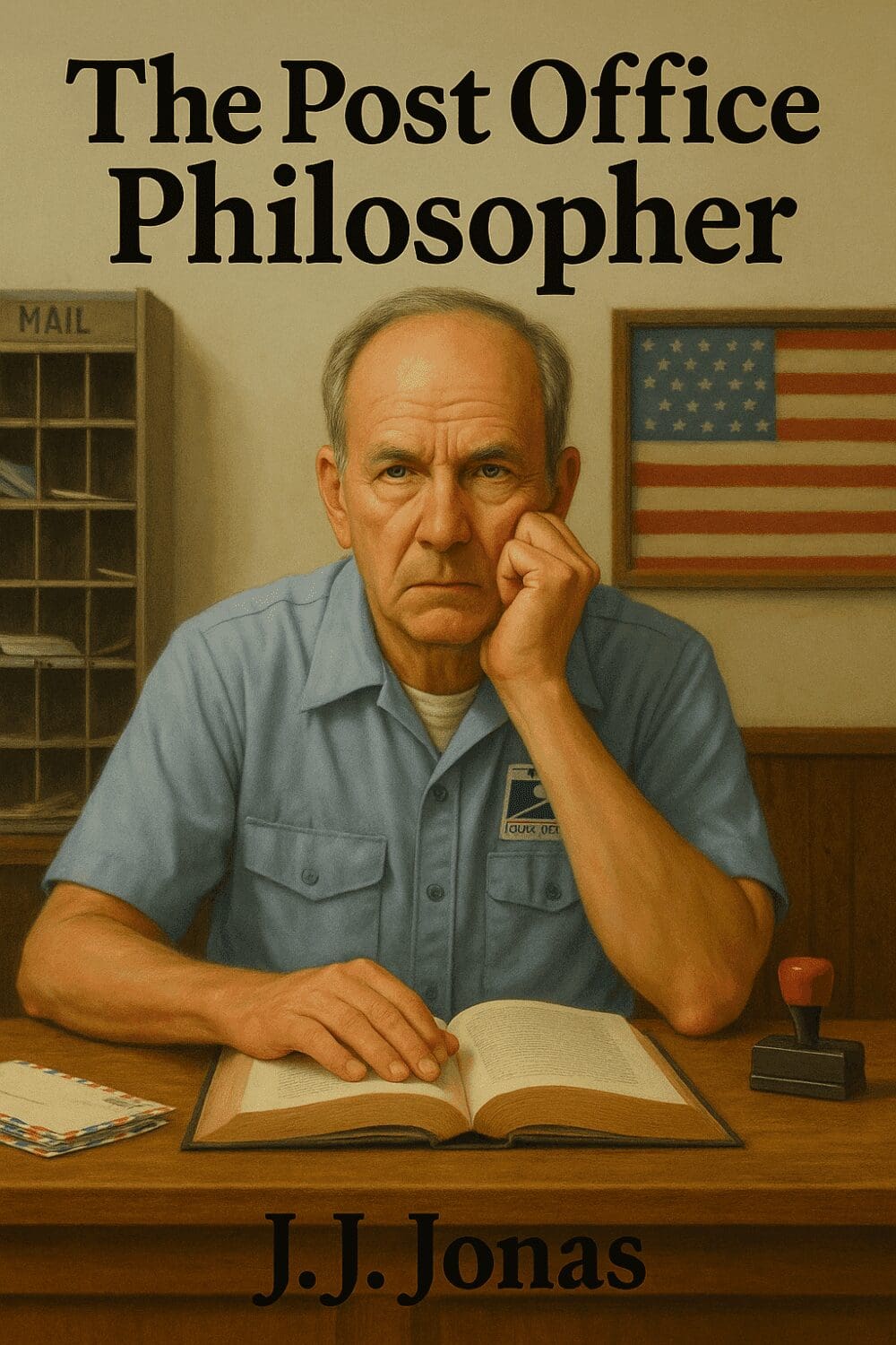Man in uniform with book, thoughtful expression.